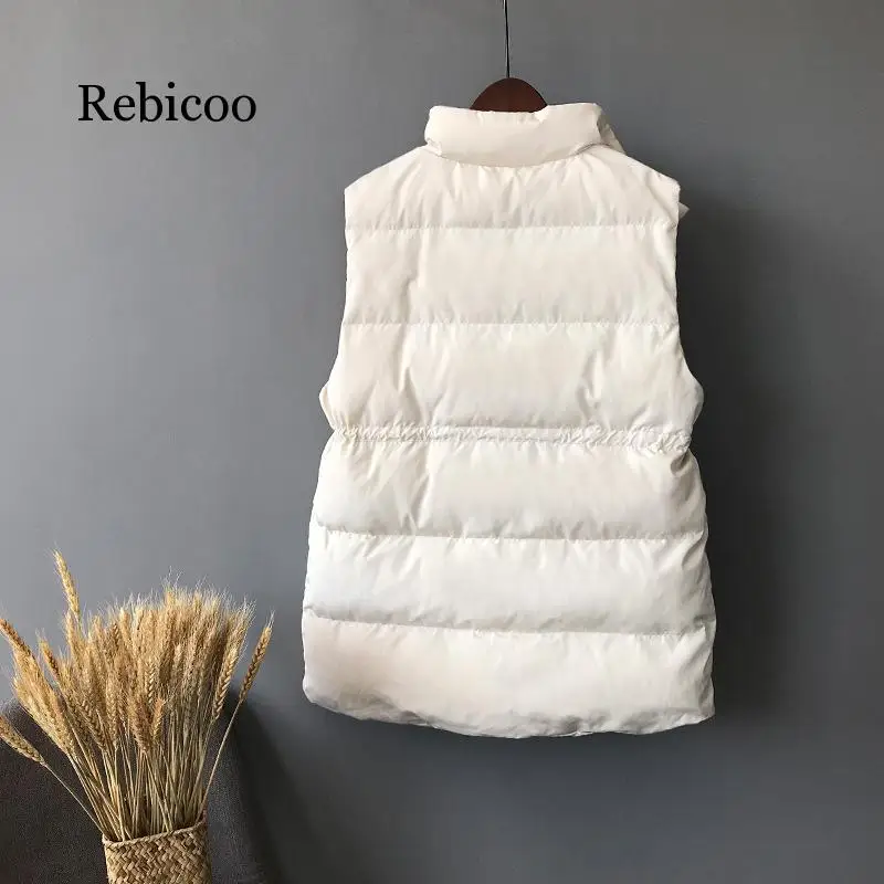 Cotton vest female winter new Korean version of the waist stand collar wild long cotton vest