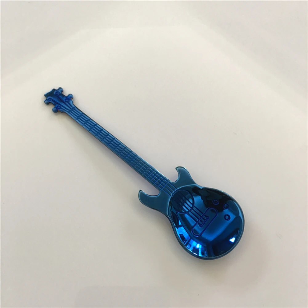 1Pc Stainless Steel Guitar Shape Dessert Coffee Spoon Home Flatware Drinking Tool