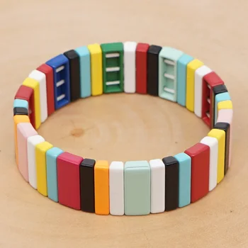 

Shinus Rainbow Bracelets For Women 2020 Colorful Boho Jewelry Enamel Tile Bracelet Woman Pulsera Mujer Moda 2020 Gift