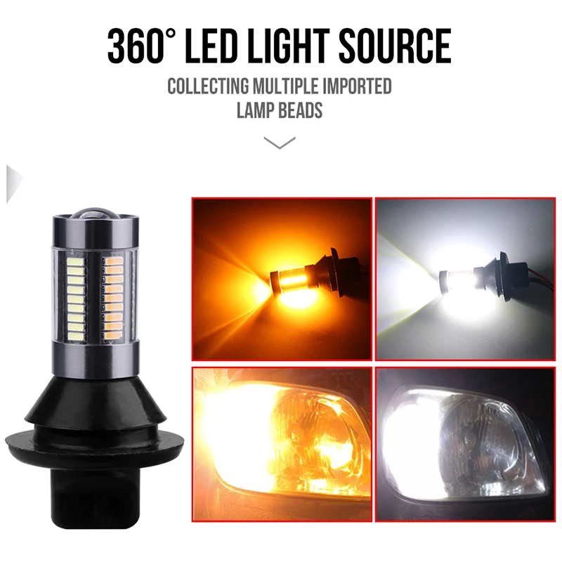 2 шт. 12 В без ошибок 1156 BA15S/BAU15S PY21W P21W T20 7440 Canbus светодиодный DRL 66SMD указатели поворота резистор дневные ходовые огни