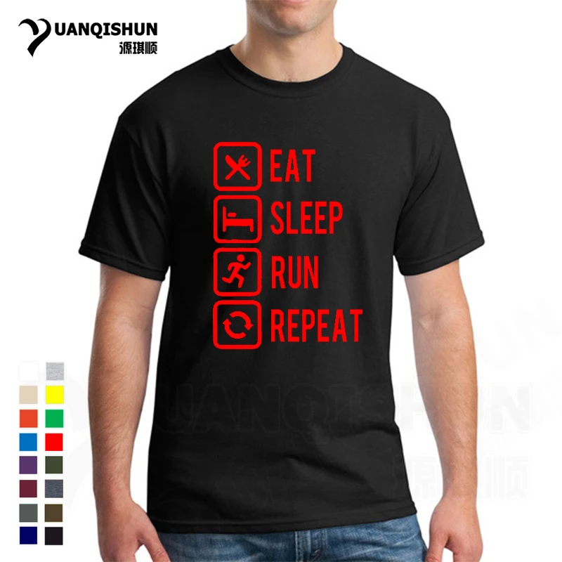 Футболка с надписью Eat Sleep Run Забавный подарок на день рождения для папы отец друг