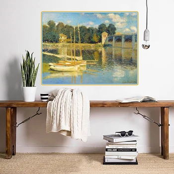 

Citon Claude Monet《The Argenteuil Bridge》Canvas Art Oil Painting Artwork Picture Modern Wall Decor Home Living room Decoration