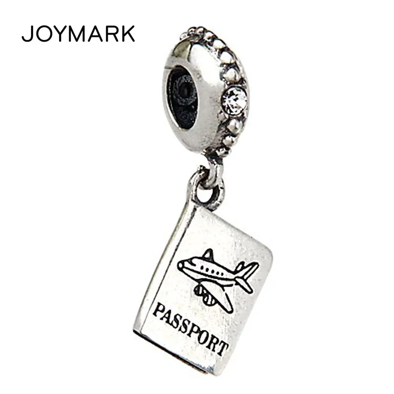 

PASSPORT Design Sterling Silver Charms Dangle Airplane Pattern Square Pendant 925 Silver Beads SDC941