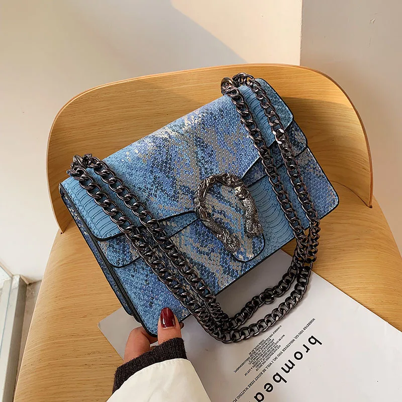 

Woman Shoulder Bag 2020 New Fashion Designer Handbag High Quality Chic Leather Serpentine Snake Pattern Messenger Crossbody Bag