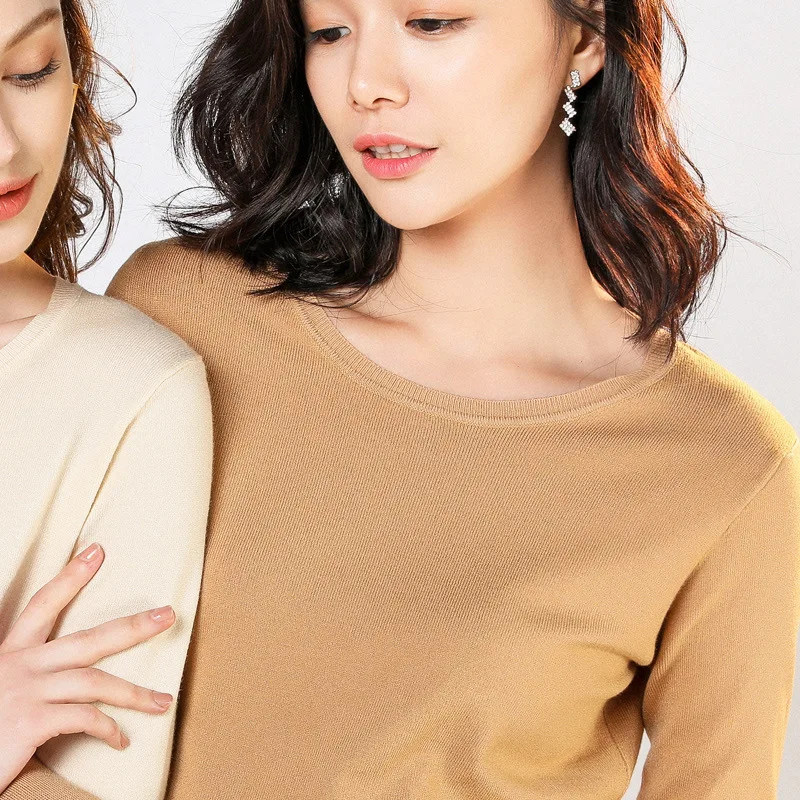 Ladies Knitted Sweater Women Pullovers Knit Jumper Spring Autumn Basic Women Sweaters Pullover Soft Slim Fit Top Knitwear Female