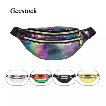 

Geestock Laser Fanny Pack Holographic Waist Packs Fashion Bumbag Designer Chest Bag Women Party Belt Bag Phone Pouch
