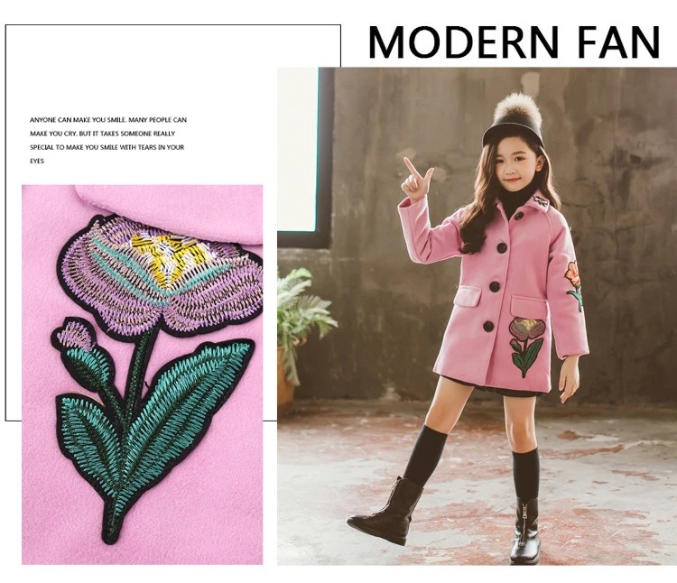 Girls Coats Outerwear Floral Pattern Girl Coat Full Length Jacket For Children Winter Costume For Girls 6 8 10 12 14 Year