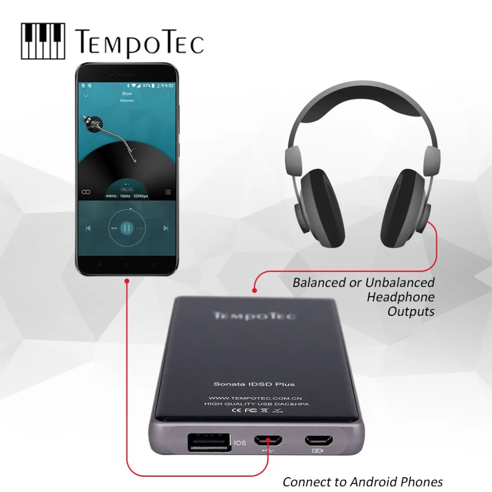  TempoTec Sonata iDSD Plus USB Portable DAC Support WIN MacOSX Android iPHONE True Blance Dual DAC H