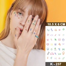 Temporary Tattoo Stickers for Face, Neck, Hand, Cartoon Pattern Small Mini Cute and Simple Tatu Men Women Girl Glitter Kids Tato