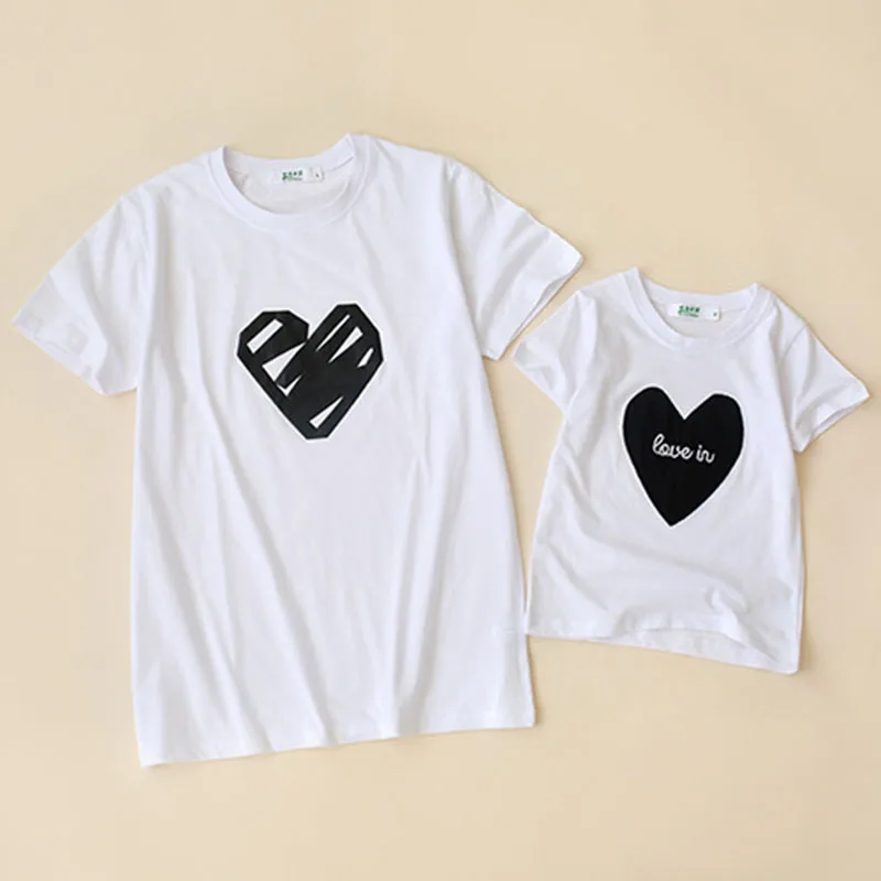Family Matching Outfits Summer Fashion Love Printing T-shirt Mother And Daughter Father Son Baby Boy Girl Outfits Clothes