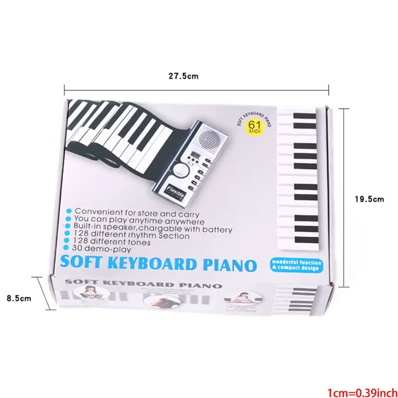 Foldable 61 Keys Flexible Soft Electric Digital Roll Up Keyboard Piano