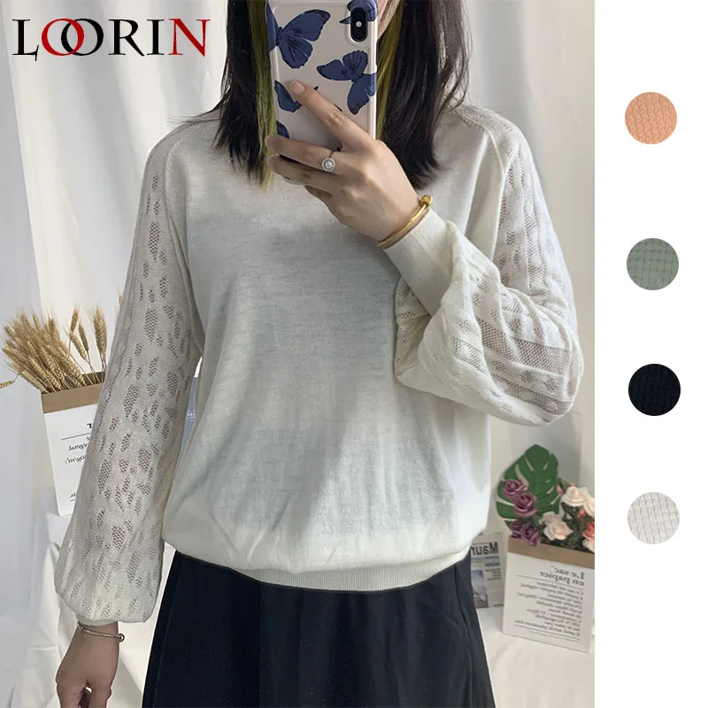 Свитер Lorin Женский Повседневный ажурный пикантный модный джемпер с круглым
