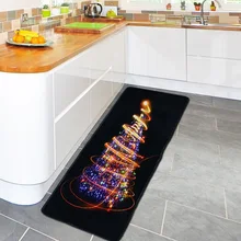 180x60cm Kitchen Mat Christmas Holiday Print Coral Fleece Anti-Skid Bath Mats Area Rugs Doormats For Kitchen Living Room Bedroom