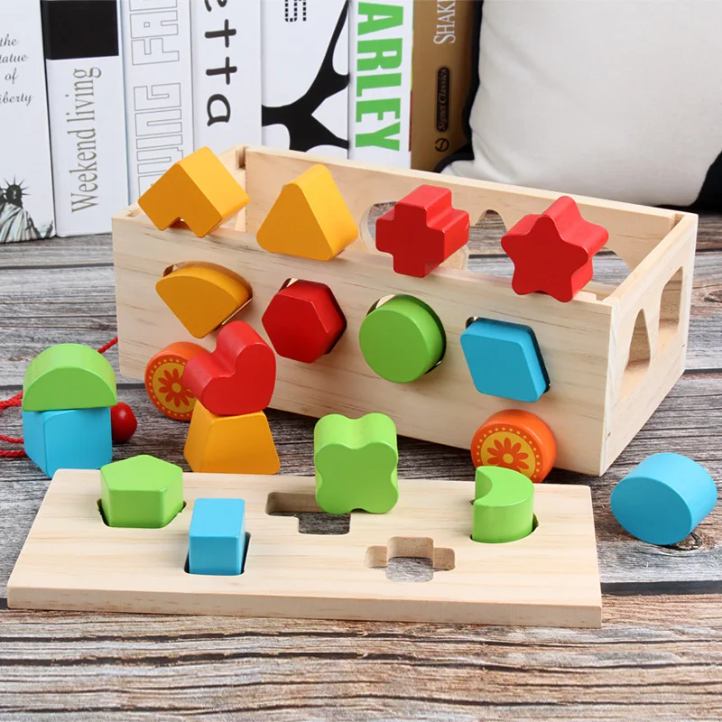 

CHILDREN'S Toy Wooden Multi-functional 17 Hole Geometric Shapes Matching Intelligence Box Trailer Baby Early Childhood Education