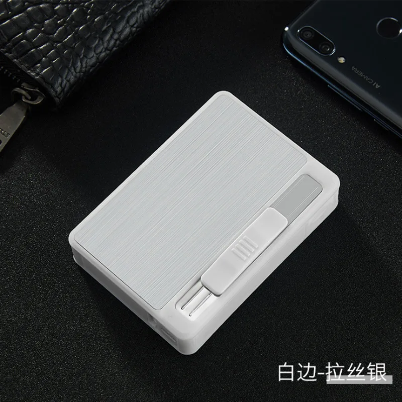 Мужская 10 сигарет металлическая коробка автоматический портсигар USB заряженный электронный зажигалка ветрозащитный негорящий - Цвет: 4