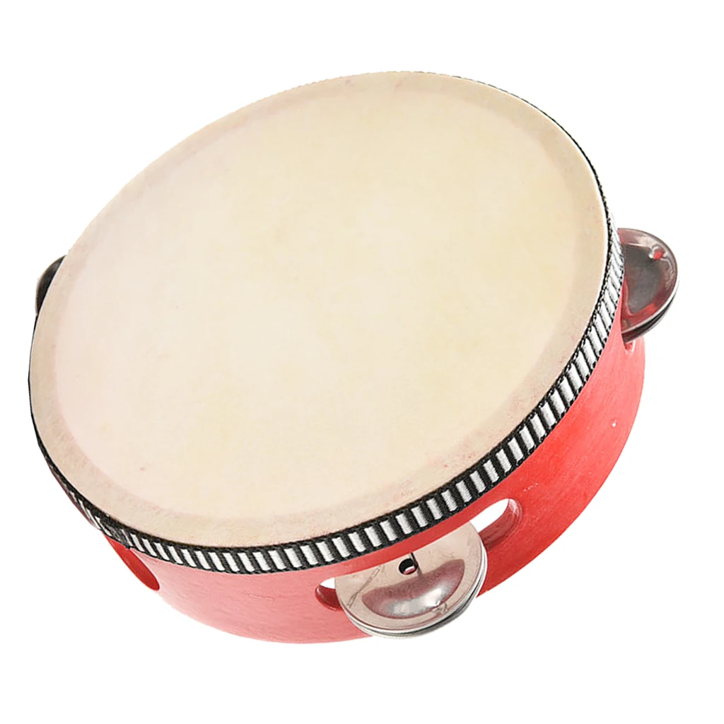 6` Musical Tamborine Drum Round Percussion 4 Jingles for KTV / Party/ Festival Celebration Education Toy