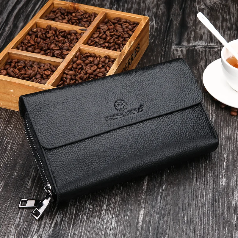 

2018 New Style Fashion Business Men Soft Leather Handbag Multi-Compartment Full-grain Leather Clutch Bag Genuine Leather Hand Gr