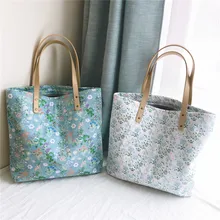 

New Floral Women's Shoulder Bag Flower Ladies Shopping Bag Fabric Zipper Grocery Handbag Tote Buckets Book Bag Satchel For Girls