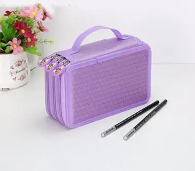 3 Layers Purple Оксфорд школьный пенал Чехол Kawaii/36/48/72 Отверстия штраф Карандаш Чехол большой мешок ручки коробка мульти детские многофункциональные Канцтовары чехол - Цвет: 3 Layers Purple