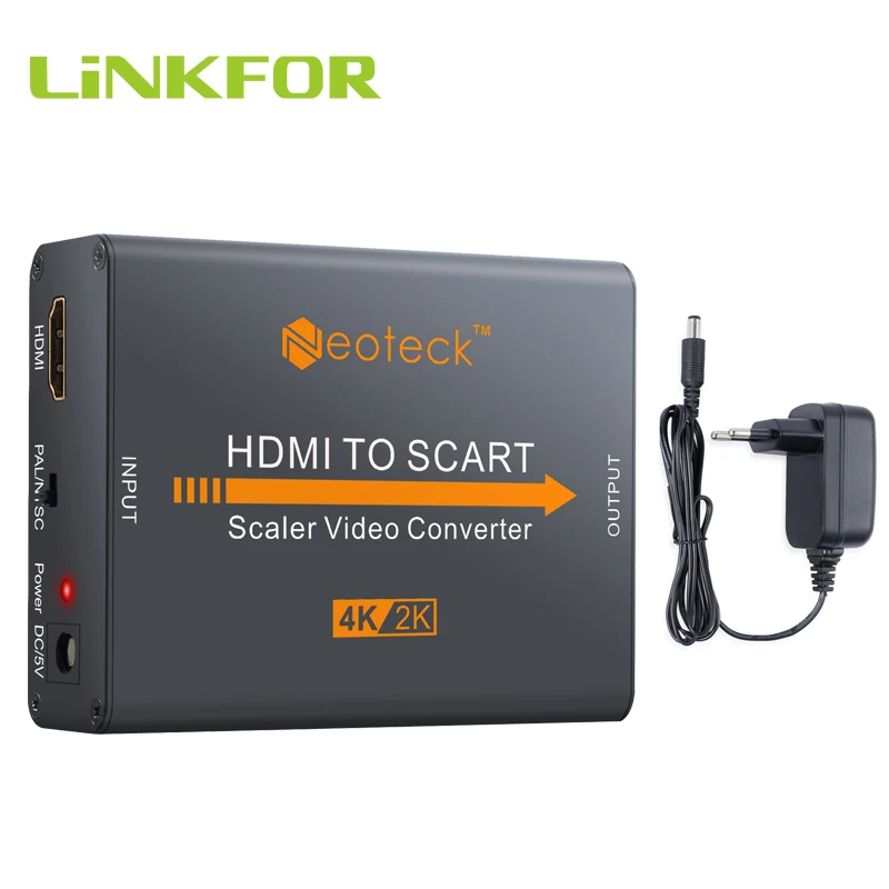 LiNKFOR HDMI конвертер/переходник в scart Поддержка 4K x 2 K HDMI 1.4b NTSC и PAL два стандартных 32~ 192 кГц HDMI конвертер/переходник в scart адаптер