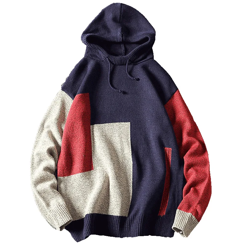 Autumn Winter Hooded Sweater Men Knitted Sweater Streetwear Mens Pullover Soft Sweater Slim Fit Fashion Brand Tops Male Clothes