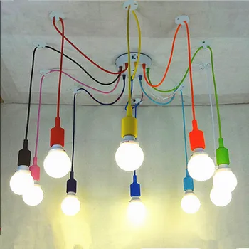 

Modern chandelier colorful E26/ E27 lamp holder pendants lamp Restaurant bar shop LED ceiling decoration light fixture NO Bulb