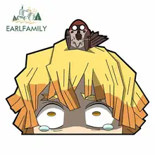 EARLFAMILY 13cm dla pogromcy demonów Zenitsu Peeker śmieszne naklejki samochodowe Auto winylu naklejki na samochód szyby okna Anime naklejki