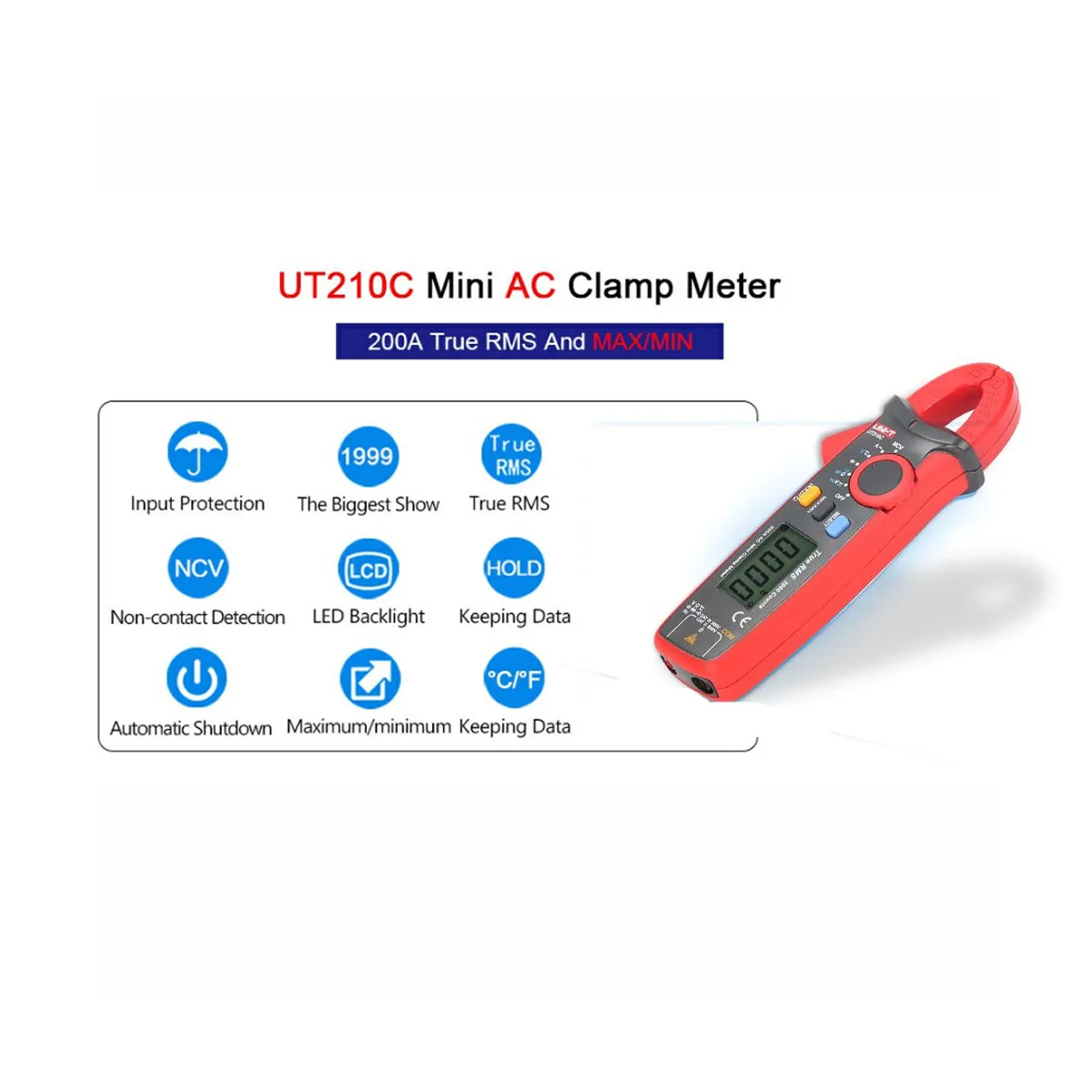 UNI-T UT210E True RMS Mini Digitale Klem Meter AC/DC Stroom Spanning Авто Диапазон VFC Capaciteit Бесконтактный мультиметр диод