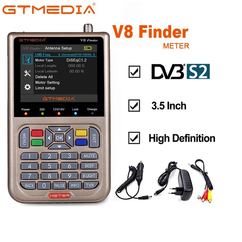 GTMEDIA V8 Finder спутниковый искатель DVB-S2 цифровым HD разрешением спутниковый искатель DVB S2 HD 1080P спутниковый измеритель Satfinder freesat