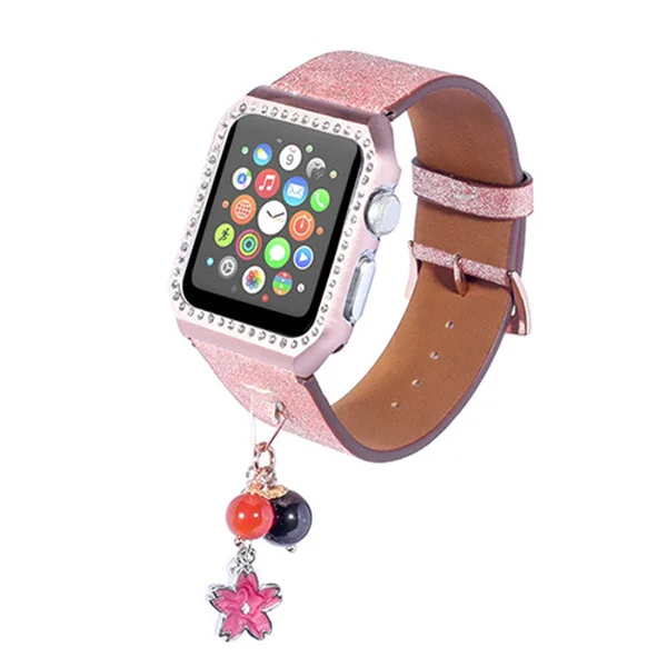 Кожаный ремешок для часов Apple Watch band 42 мм 38 мм iWatch Watch аксессуары для iwatch браслет для наручных часов с рамкой - Цвет ремешка: Розовый