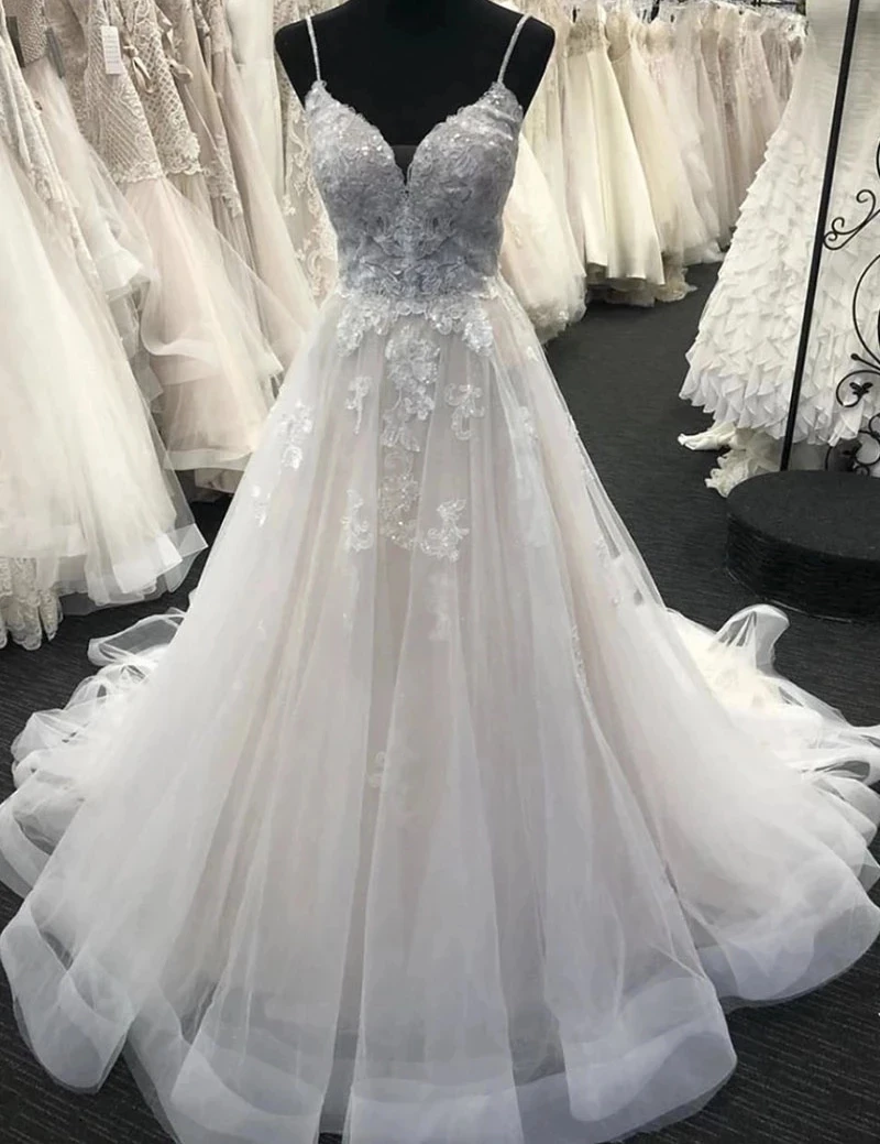 

ANGELSBRIDEP тонкие лямки Тюль Свадебное богемное платье Vestido De Noiva модные Аппликации суд торжественные платья со шлейфом; Обувь под свадебное платье для невесты