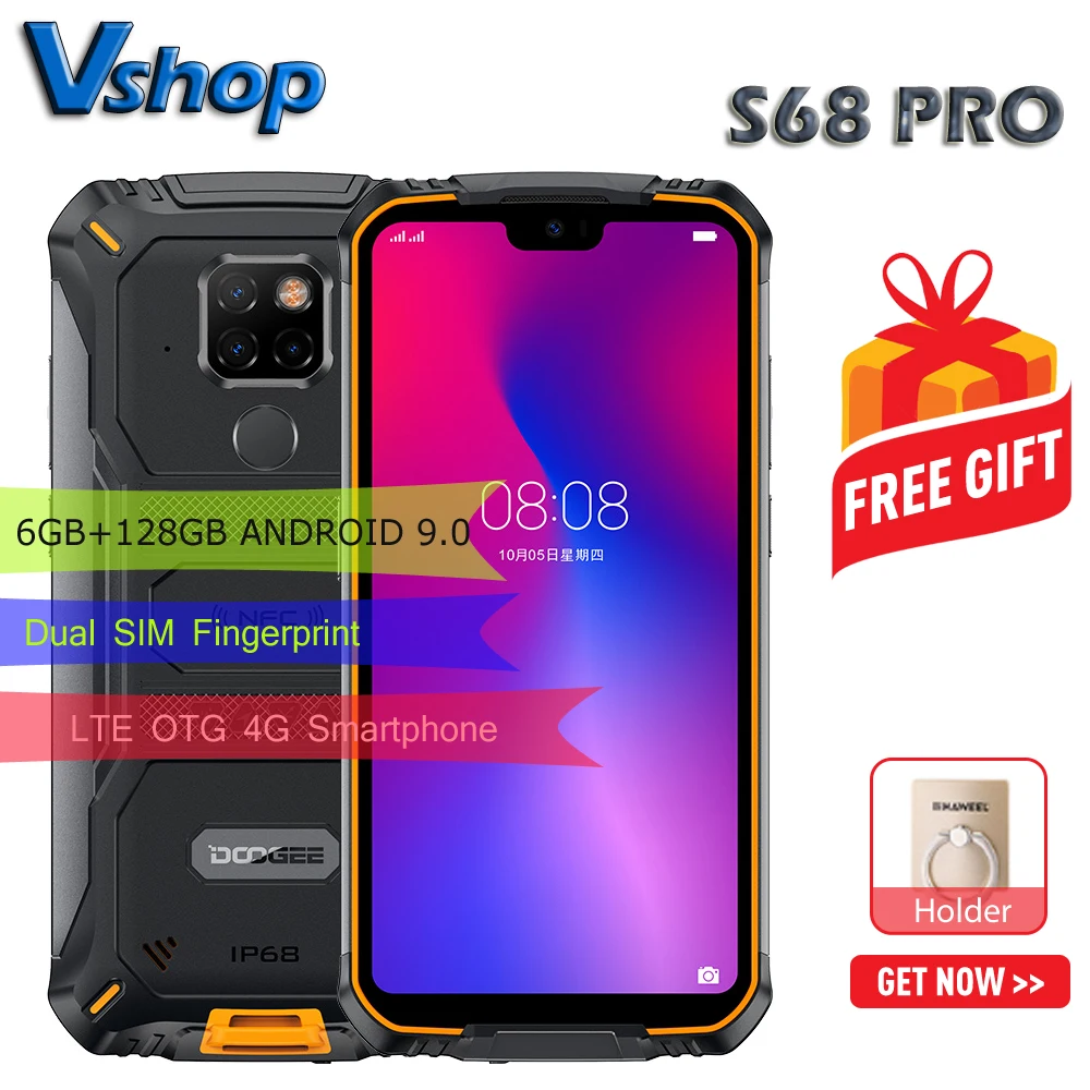 Смартфон DOOGEE S68 Pro 6 ГБ + 128 Гб Android 9 0 5 84 дюйма мобильный телефон Helio P70 две SIM-карты