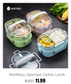 WORTHBUY Japanese Plastic Lunch Box For Kids School Microwave Bento Box With Compartment Tableware Leak-Proof Food Container Box