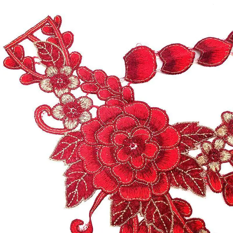 Элегантное венецианское, с вышивкой 3D цветы гипюр кружева аппликация ткань шитье украшений комплект «сделай сам» отделка для одежды