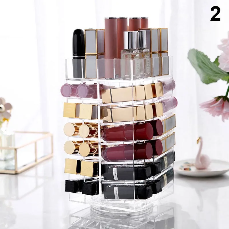 

Acrylic Rotating Transparent Lipsticks Storage Box Portable Cosmetic Display Rack ---MS