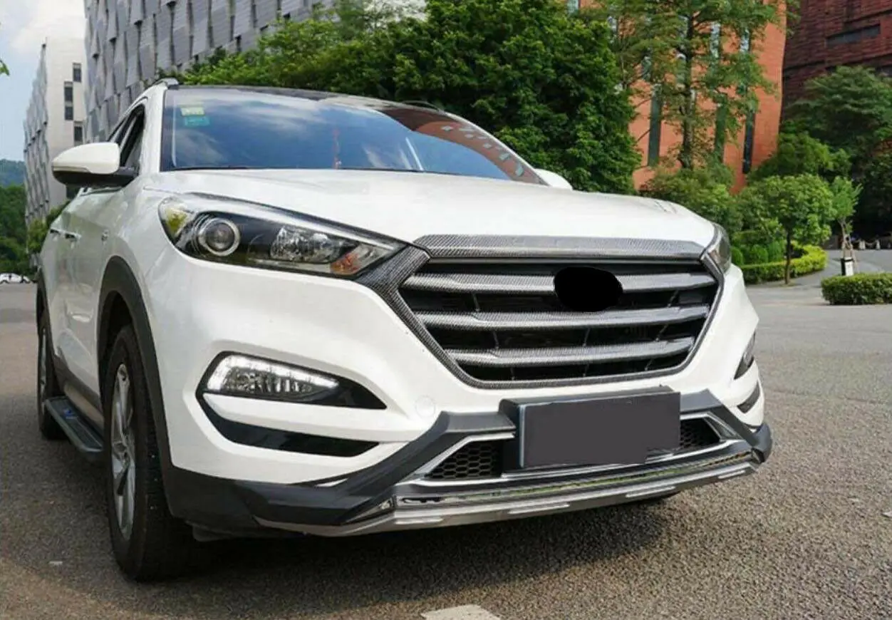 Car modification Car accessories Carbon fiber Front Chrome Grille Grill Overlay For Hyundai Tucson
