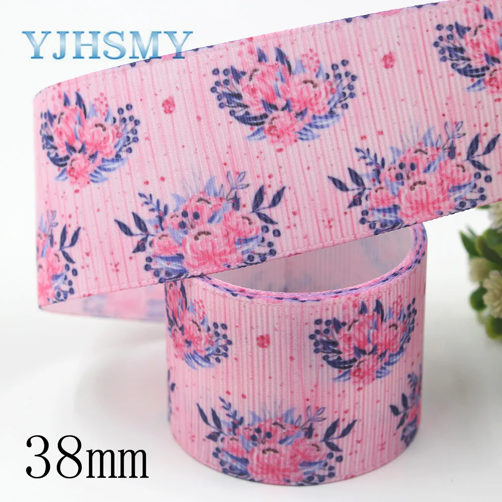 I-191123-2584 YJHSMY I-191123-2578, 38 мм 10 ярдов различные весенние цветы мультфильм корсажные ленты, лук Кепка, одежда, украшения для вечеринки сделанные своими руками - Цвет: I-191123-2584