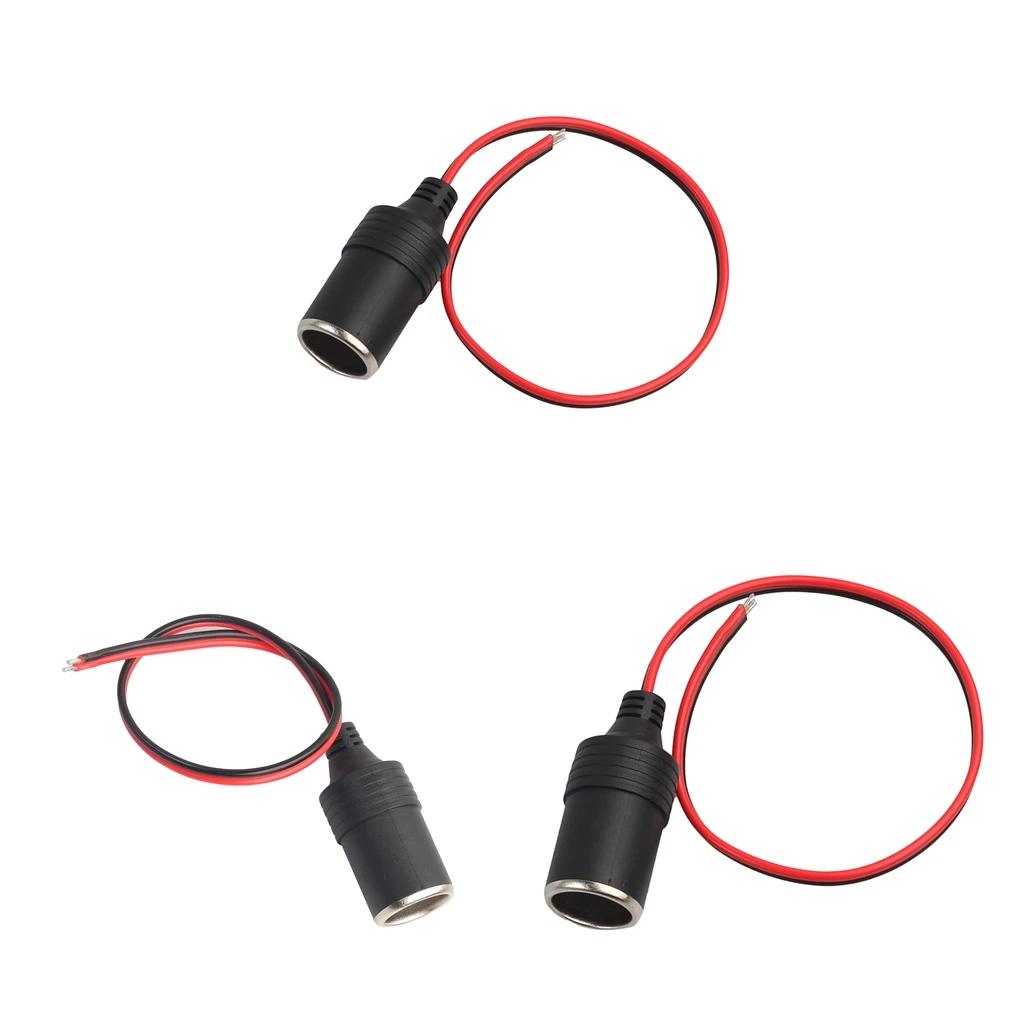 3 Pieces 12v 24v Heavy Duty Female Cigarette Lighter Converter Cable with Cigarette Lighter Socket for Cars,Trucks 1 feet