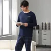 Autumn Men s Pure Full Cotton Pajamas Plaid Sleepwear Plus Size L 4XL Pajama Sets Casual