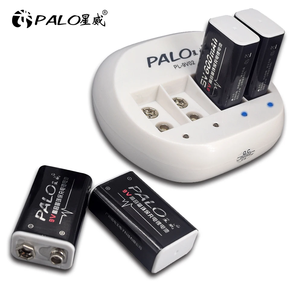 Зарядное устройство PALO Smart C822 4 слота перезаряжаемое 9 В зарядное для 6F22 литиевая