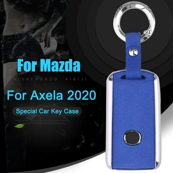 

Car Styling car key bag shell cover case keyfob 3 Button For Mazda 3 2020 Axela Remote Smart Repair Skin Suede Leather keychain