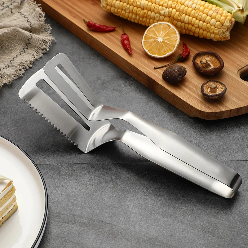 Details about   Stainless Steel Food Clip Shovel Kitchen Durable Steak Clip W 