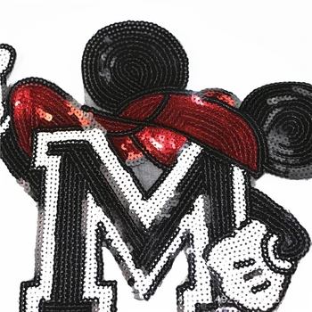 

New Arrival Cartoon Sequined Patches for Clothes DIY Sewing Decoration Appliques Sequins M Mouse Patches