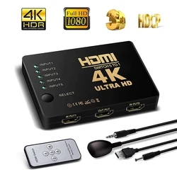 Câble séparateur HDMI HD 4K 1080P, 5 entrées, pour HDTV DVD TV XBOX PS3/4 Z2, Mini commutateur d'ordinateur portable avec télécommande IR 