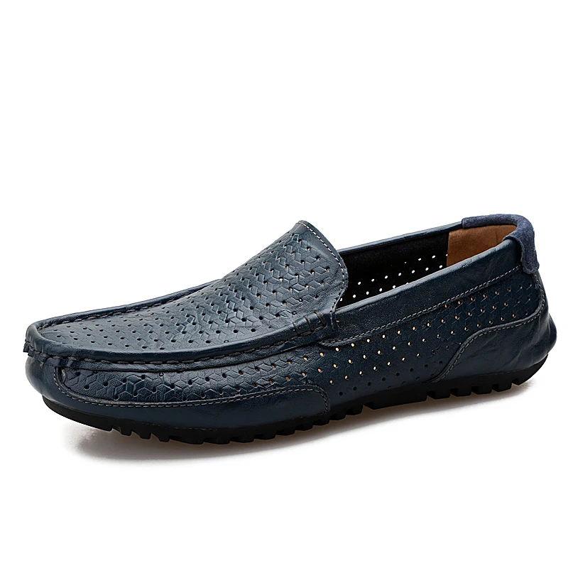 BVNOBET/дышащая мужская обувь размера плюс; повседневные брендовые кроссовки; кожаная мужская обувь; лоферы; мокасины; Мужская обувь; Zapatos De Hombre - Color: Blue