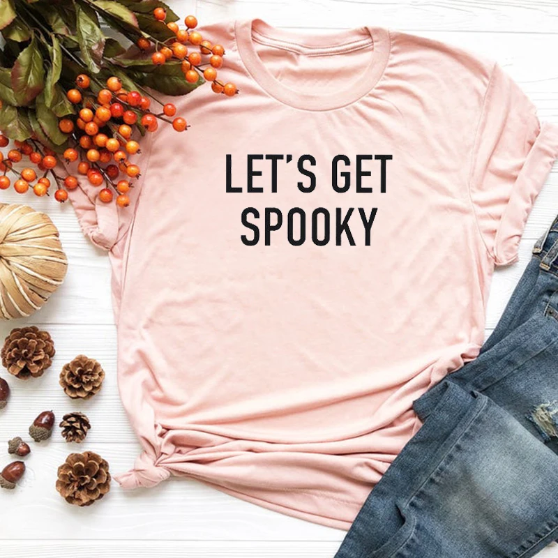 

Let's Get Spooky Tshirt Witch Ghost Graphic Tees Women Plus Size Thanksgiving Harajuku Tee Halloween Shirt 2020