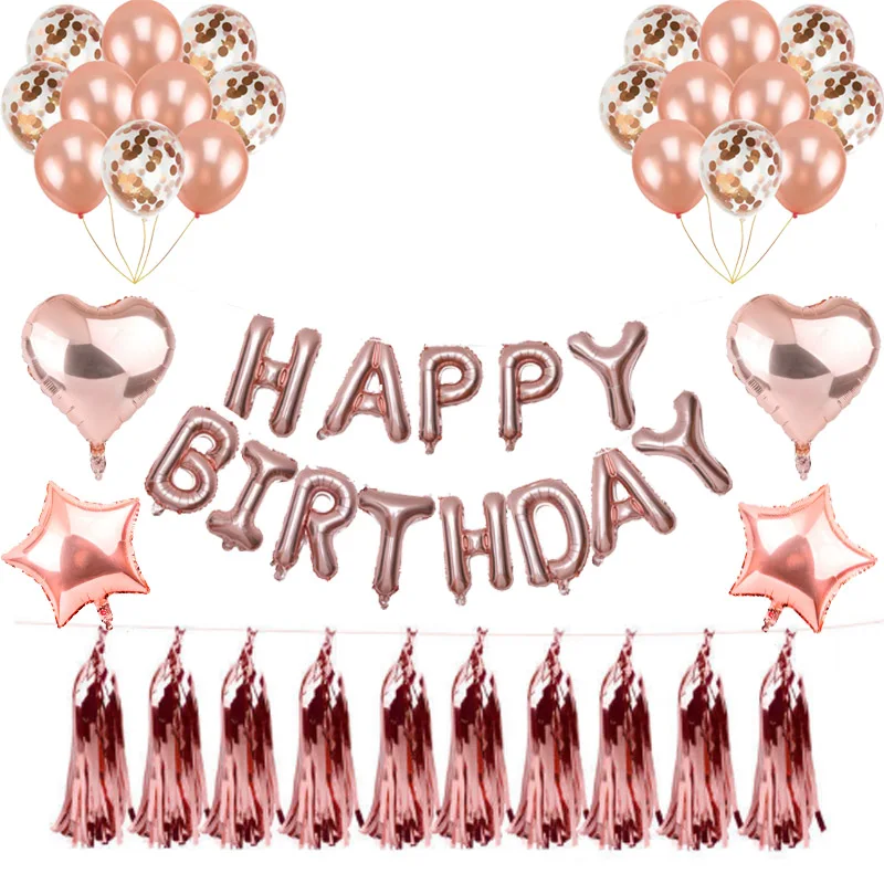 30 40 50 60th день рождения, украшенные воздушные шары для взрослых, реквизит для фотографий, розовый Золотой Декор - Цвет: set