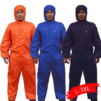 

Orange Blue Hooded Zipper Jumpsuit Fitted Waist Long Sleeve Auto Repair Service 2020 New Work Uniform Spring Long-sleeved Suit