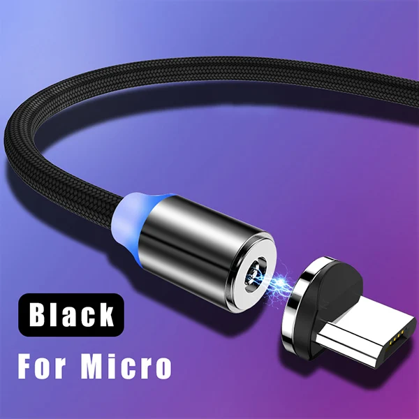 ACCEZZ Магнитный USB кабель для быстрой зарядки для iPhone 11 Pro Max XS X 8 7 Micro usb type C для Xiaomi 9 huawei Магнитный зарядный провод - Цвет: For Micro usb Black