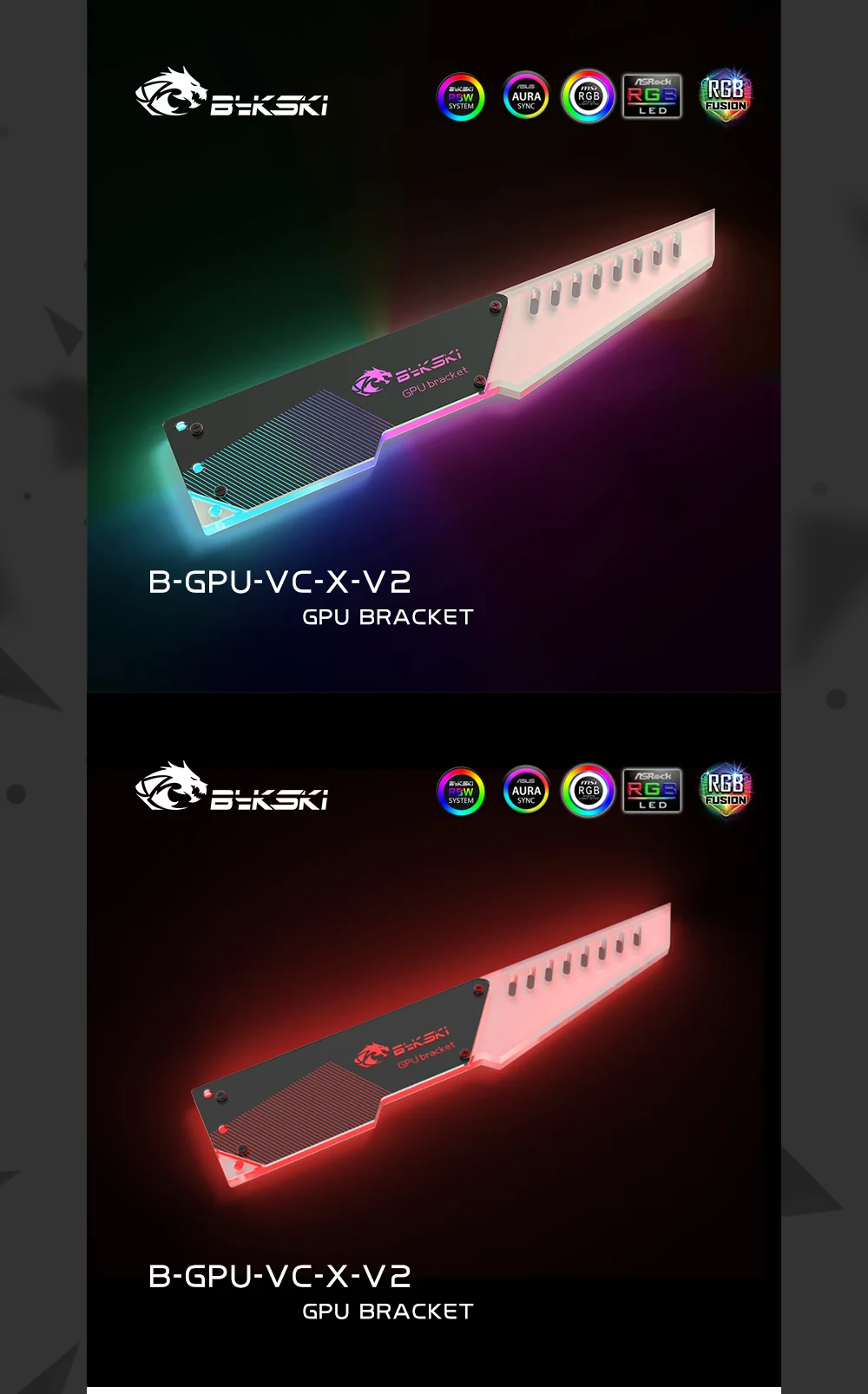 Bykski RGB GPU Block Acrylic Brackets, Decorative Plates GPU Holder, RGB Synchronizable, B-GPU-VC-X-V2 B-GPU-APA-X  